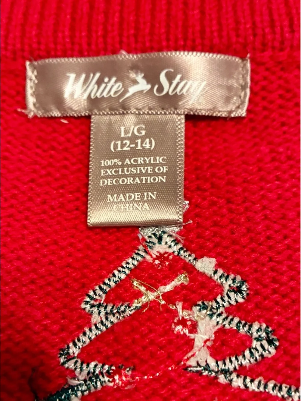 White Stag Women's Red Christmas Sweater Vest, Size Large (12-14).